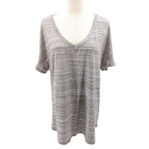 Mododoc Ruffle‎ Sleeve V-Neck Tee XL Neutral Minimalist Soft Casual